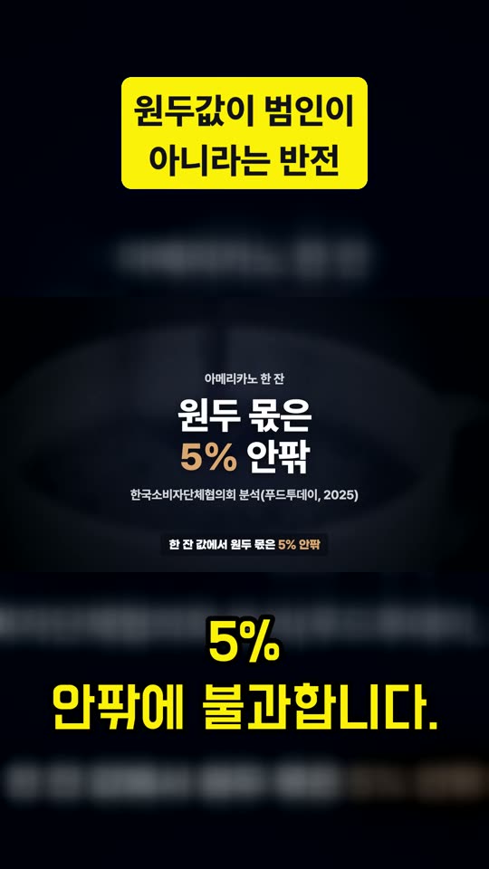 클립뚝딱 결과 예시 — 원두값 롱폼 → 쇼츠